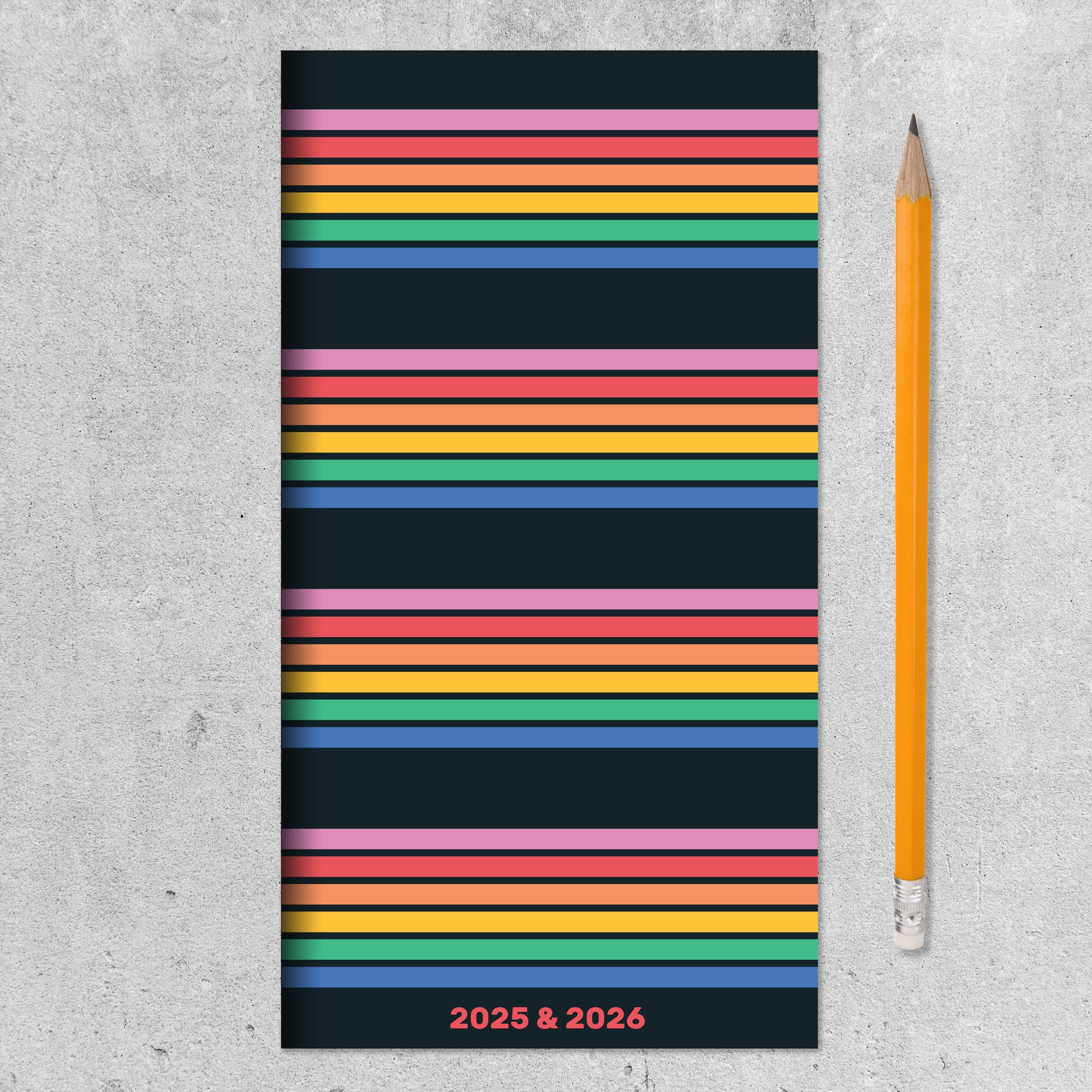 TF Publishing 2025-2026 Small Retro Stripe Monthly Pocket Planner